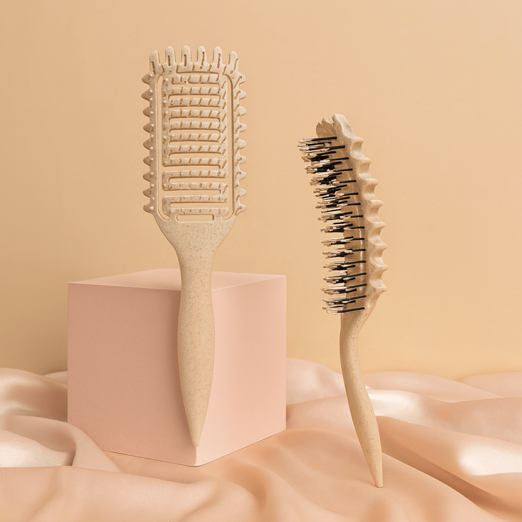 BLUSH & GLOW Beige Brosse à Cheveux CURLY