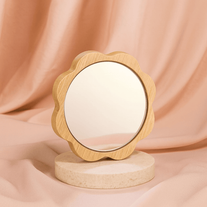 BLUSH & GLOW Fleur Miroir en Bois TERRA