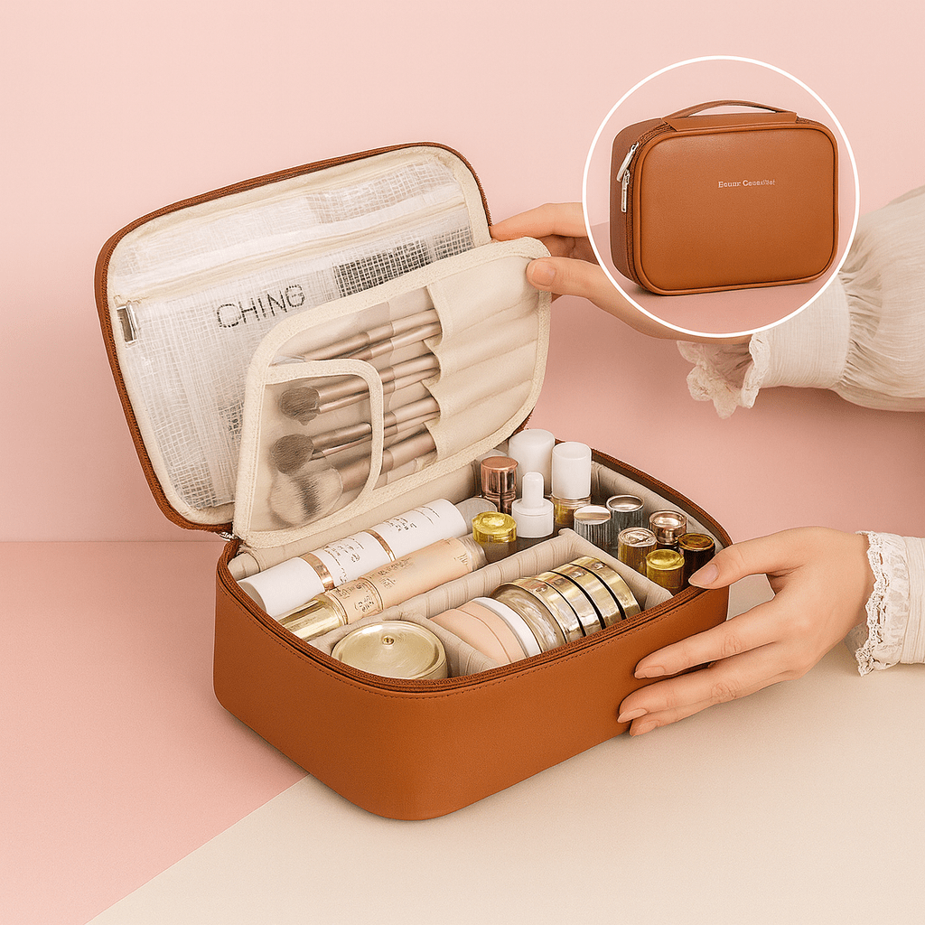 BLUSH & GLOW Marron Trousse à Maquillage CHIC