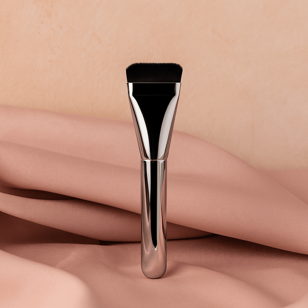BLUSH & GLOW Noir Argenté Pinceau Plat à Fond de Teint VELOUR