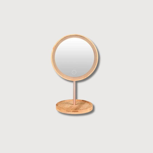 BLUSH & GLOW Rond Miroir Bois LIGHT
