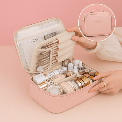 BLUSH & GLOW Rose Poudré Trousse à Maquillage CHIC