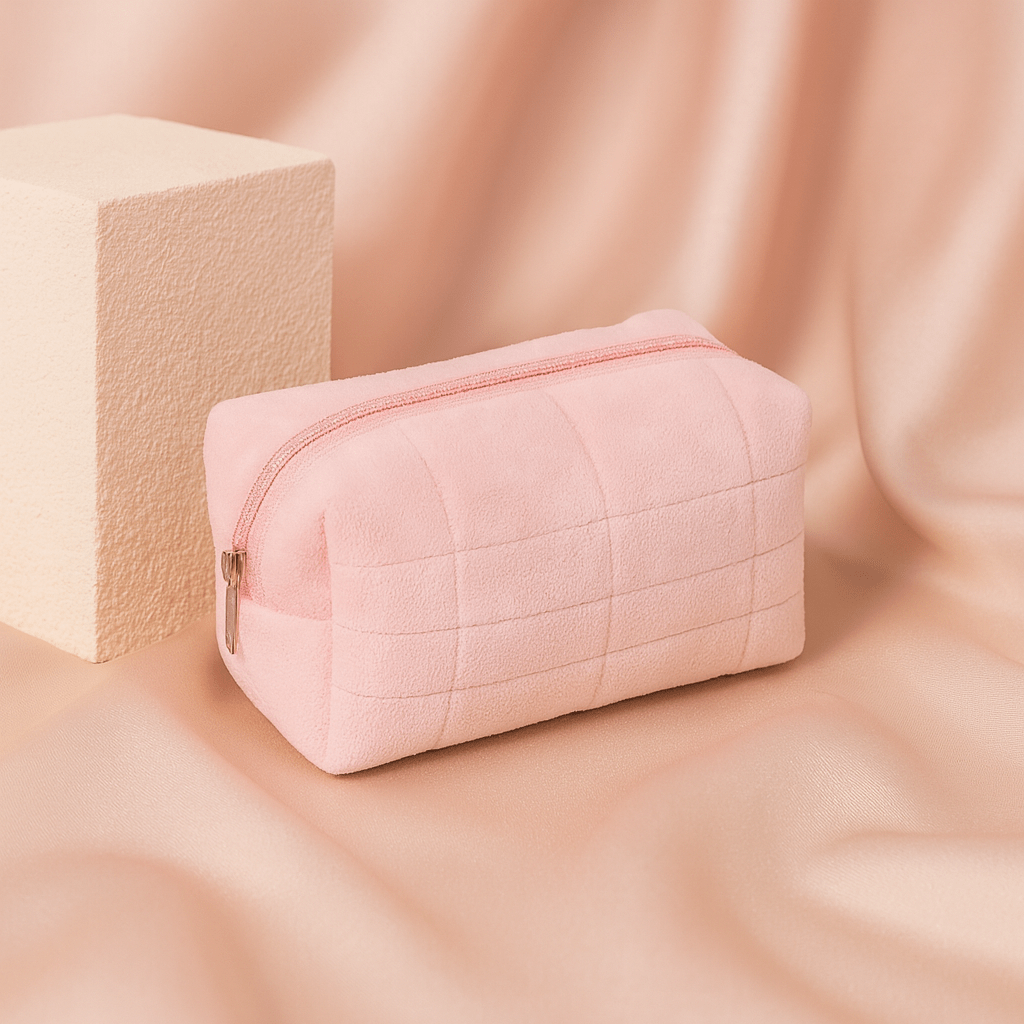 BLUSH & GLOW Rose Poudré Trousse à Maquillage VELOUR