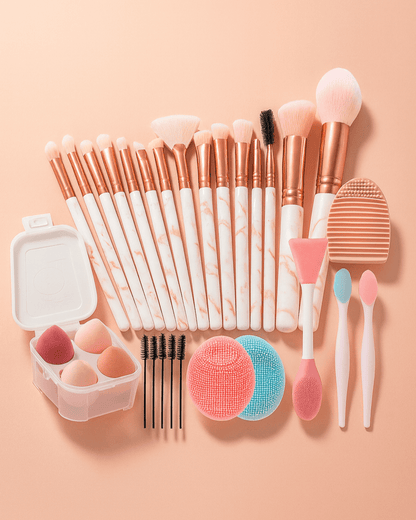 BLUSH & GLOW Rose Set Pinceaux Maquillage MARBLE