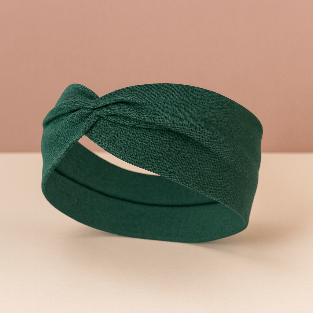 BLUSH & GLOW Vert Bouteille Bandeau à Cheveux TWIST